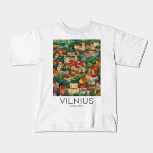 A Pop Art Travel Print of Vilnius - Lithuania Kids T-Shirt